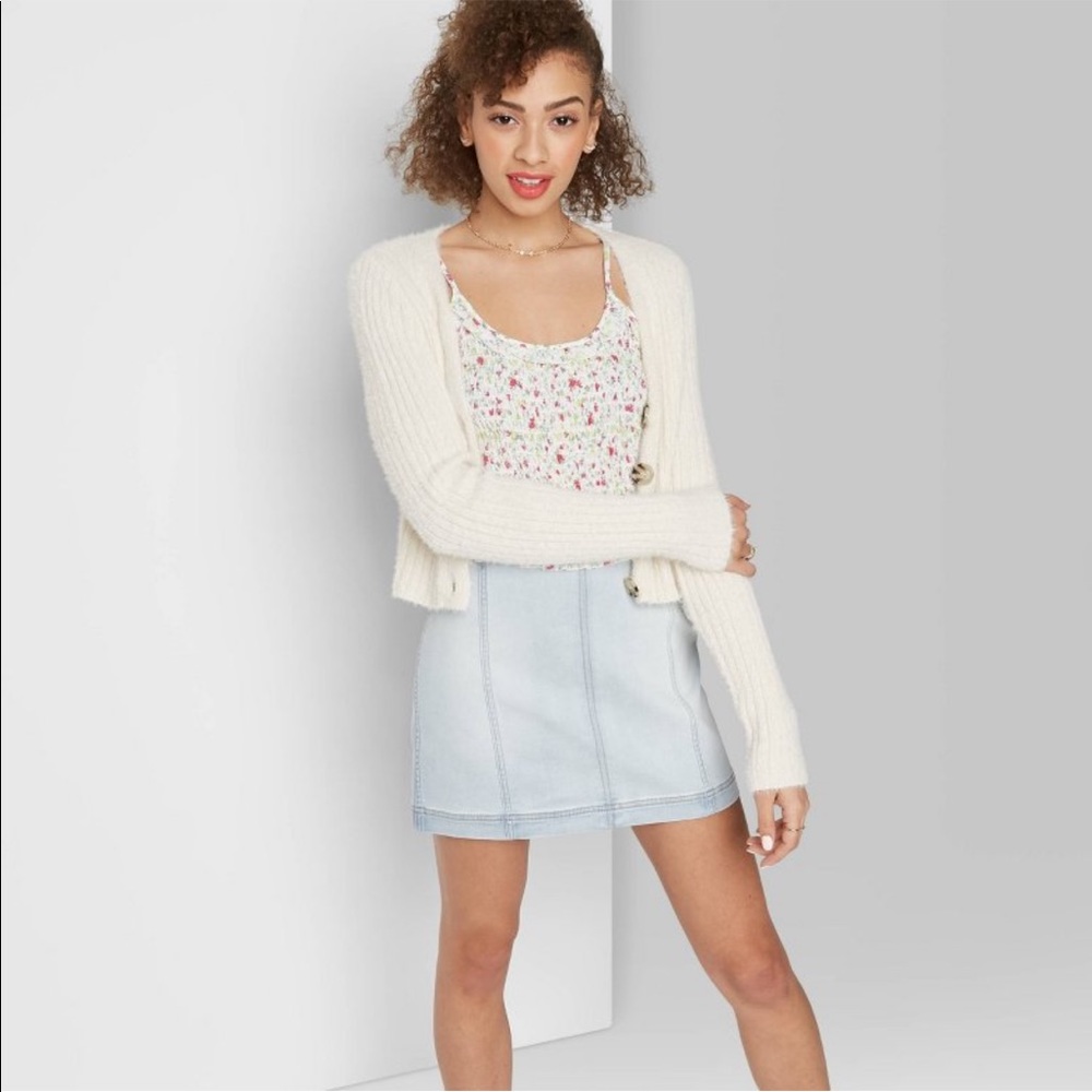 Wild Fable Seamed Light Wash Denim Mini Skirt
